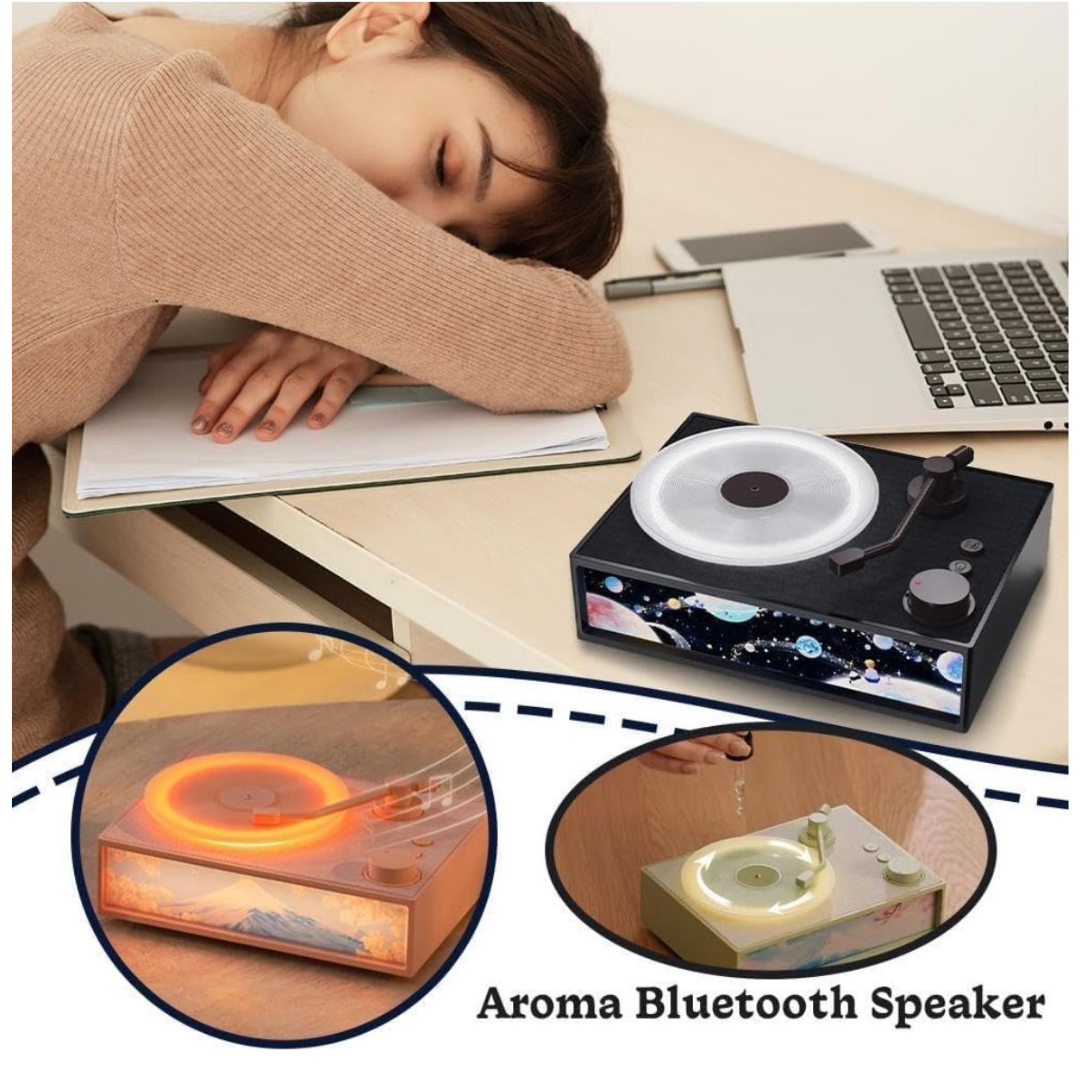 Altavoz Bluetooth vintage 3 en 1: música, luz y aromaterapia